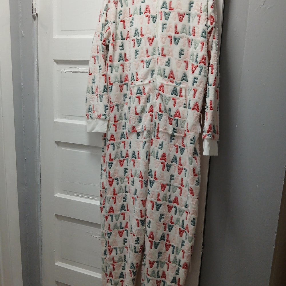 BearPaw Women's Festive Onesie - White with Red and Green Accents